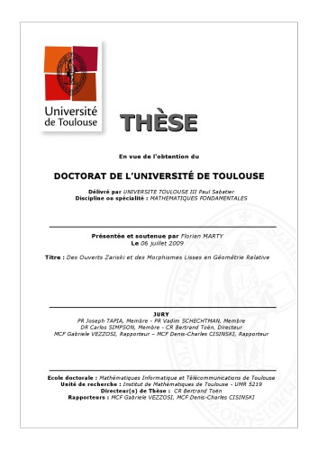 Des Immersions Ouvertes et Des Morphismes Lisses en Géométrie Relative [PhD diss.]