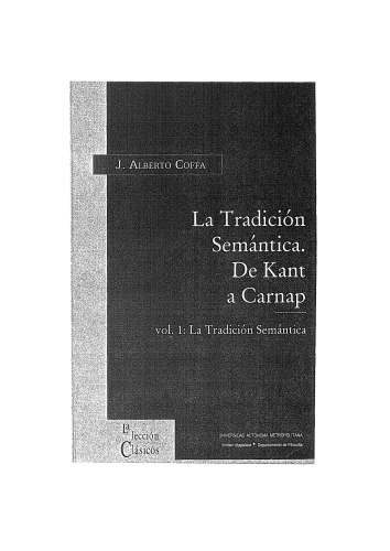 La tradición semántica. De Kant a Carnap