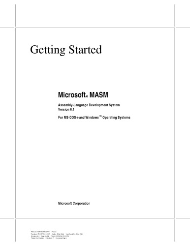 Microsoft Macro Assembler 6.11 Reference Manual:Getting Started