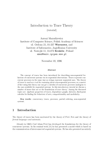 Introduction to Trace Theory (tutorial)