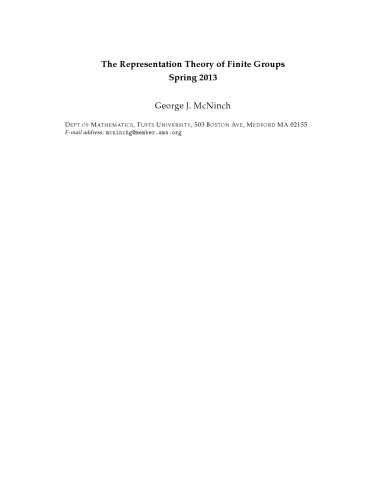 The Representation Theory of Finite Groups, Spring 2013