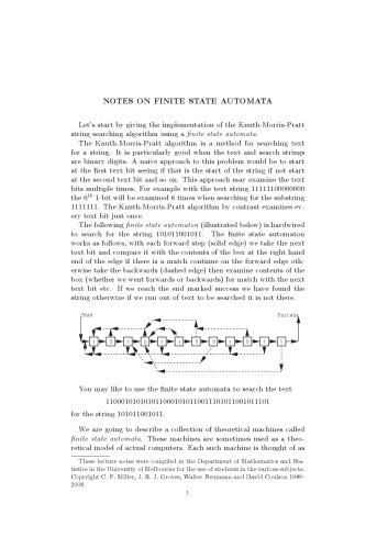 Notes on finite state automata