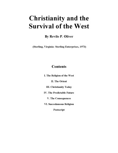 Christianity and the survival of the West