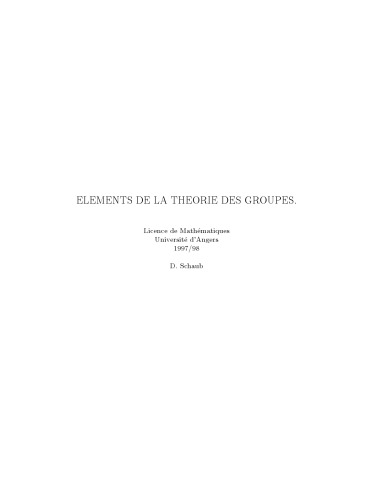 Elements de la theorie des groupes