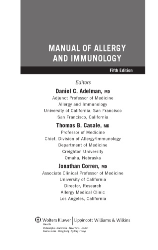 Manual of Allergy and Immunology