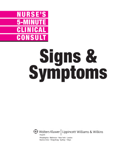 Nurse’s 5-Minute Clinical Consult: Signs & Symptoms