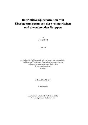 Imprimitive Spincharaktere von Überlagerungsgruppen der symmetrischen und alternierenden Gruppen