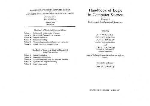 Handbook of Logic in Computer Science. Volume 1: Background: Mathematical Structures