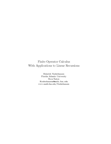 Finite Operator Calculus With Applications to Linear Recursions