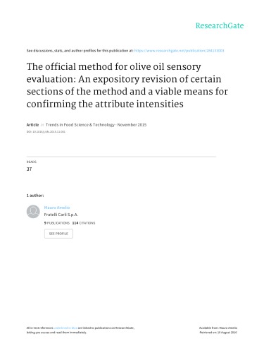 The official method for olive oil sensory evaluation: An expository revision of certain sections of the method and a viable means for confirming the attribute intensities