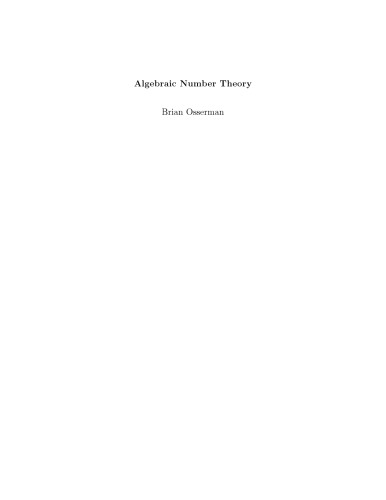 Algebraic Number Theory