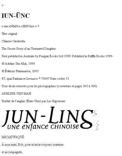 Jun-Ling : Une enfance chinoise