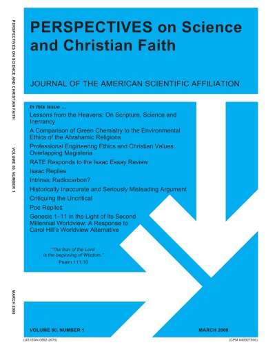 Perspectives on Science and Christian Faith Journal , Volume 60, Number 1, March 2008