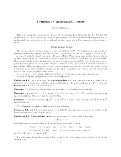 A primer on sesquilinear forms