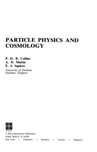 Particle Physics and Cosmology