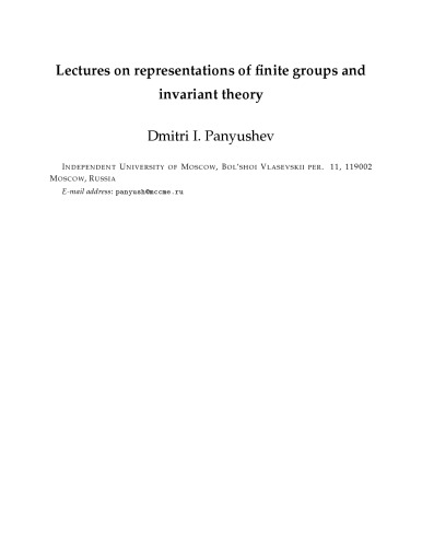 Lectures on representations of finite groups and invariant theory