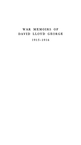 War memoirs of David Lloyd George 1914-1915