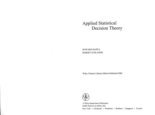 Applied Statistical Decision Theory