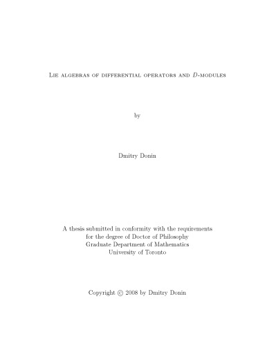 Lie algebras of differential operators and D-modules