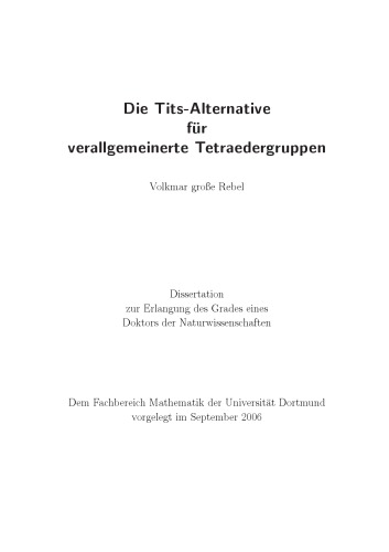 Die Tits-Alternative für  verallgemeinerte Tetraedergruppen