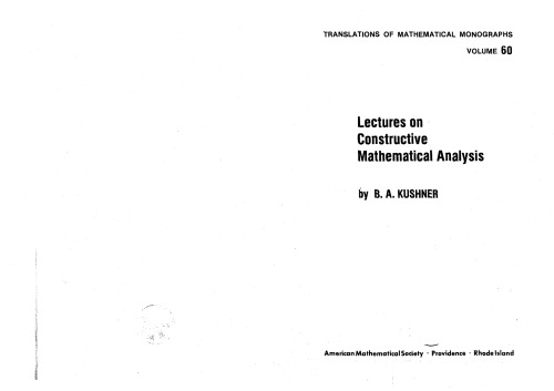 Lectures on Constructive Mathematical Analysis