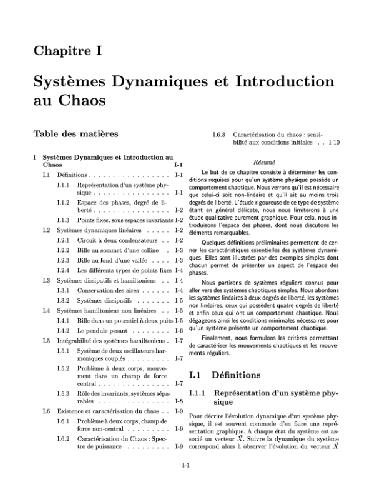 Transition vers le chaos (lectures)