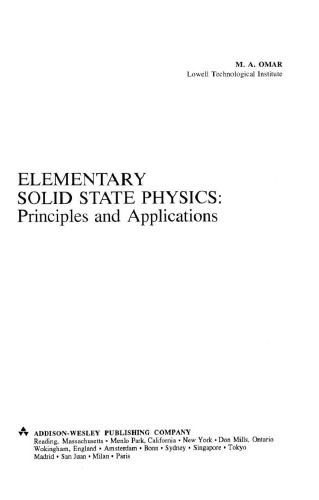 Elementary Solid State Physics