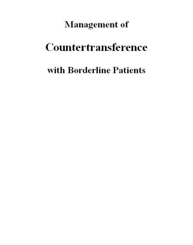 Management of countertransference with borderline patients