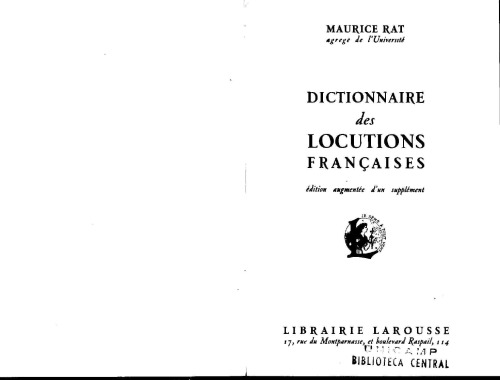 Dictionnaire des locutions françaises