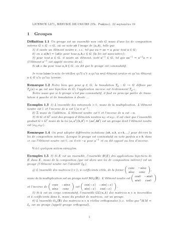 LICENCE L371, RESUME DE COURS [Lecture notes]