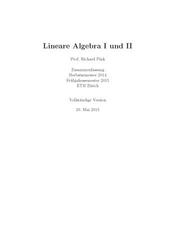 Lineare Algebra II (Frühling 2015) mit Lösungen