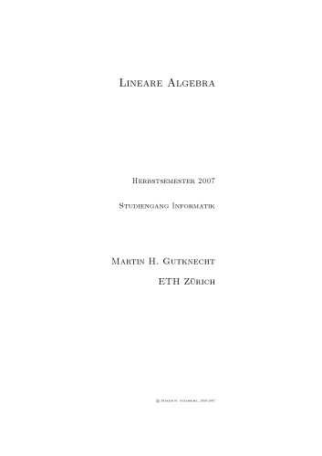 Lineare Algebra: Herbstsemester 2007, Studiengang Informatik