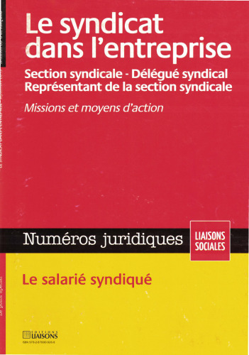 Le syndicat dans l’entreprise - Section syndicale, délégué syndical, représentant de la section syndicale - Missions et moyens d’action