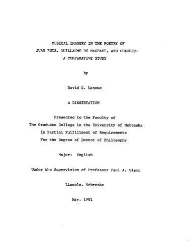 Musical imagery in the poetry of Juan Ruiz, Guillaume de Machaut, and Chaucer : a comparative study