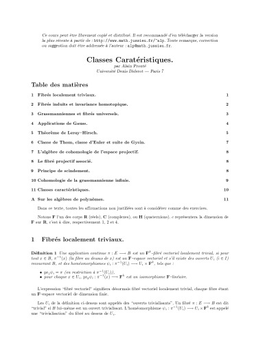 Classes Caractéristiques