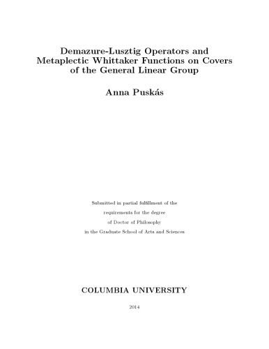 Demazure-Lusztig Operators and Metaplectic Whittaker Functions on Covers of the General Linear Group