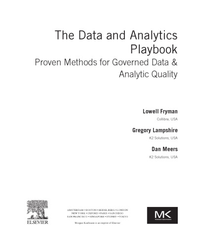 The Data and Analytics Playbook: Proven Methods for Governed Data and Analytic Quality