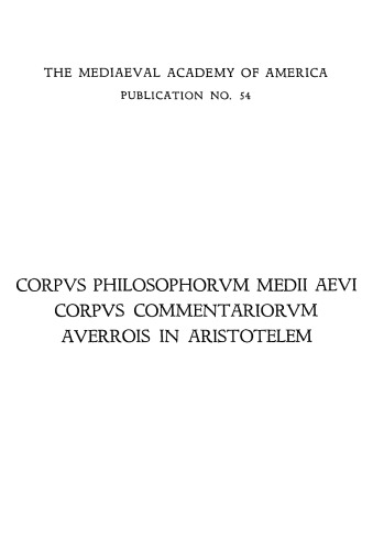 Averrois Cordubensis, compendia librorum Aristotelis qui Parva naturalia vocantur