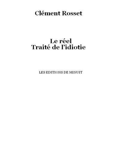 Le reel : Traite de l’idiotie