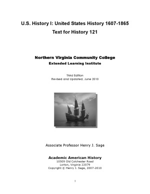 U.S. History I  United States History 1607-1865