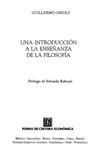 Una introducción a la enseñanza de la filosofía