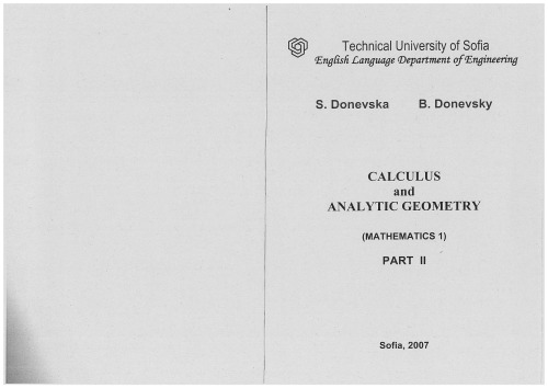 Mathematics I. Calculus and analytic geometry part 2