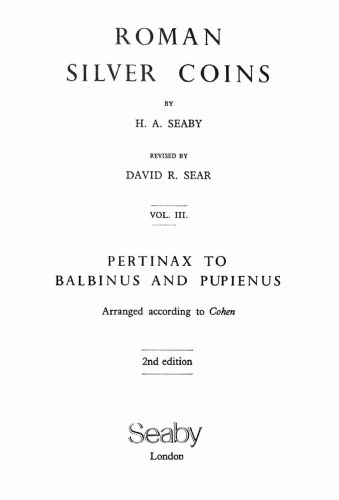 Roman Silver Coins III. Pertinax to Balbinus and Pupienus