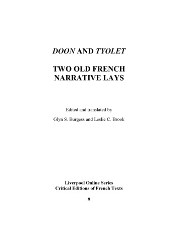 Doon and Tyolet : two old French narrative lays