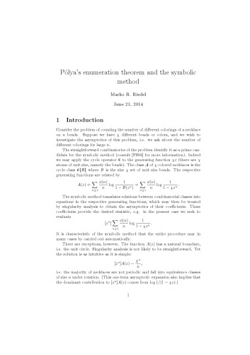 Pólya’s enumeration theorem and the symbolic method