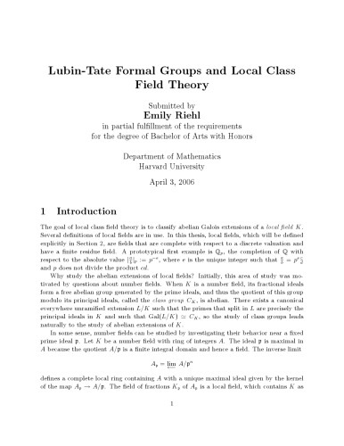 Lubin-Tate formal groups and local class field theory