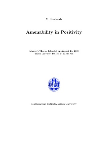 Amenability in Positivity