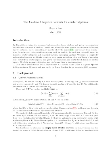 The Caldero-Chapoton formula for cluster algebras