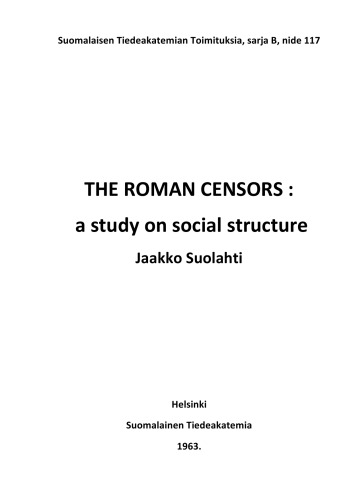 The Roman censors: a study on social structure