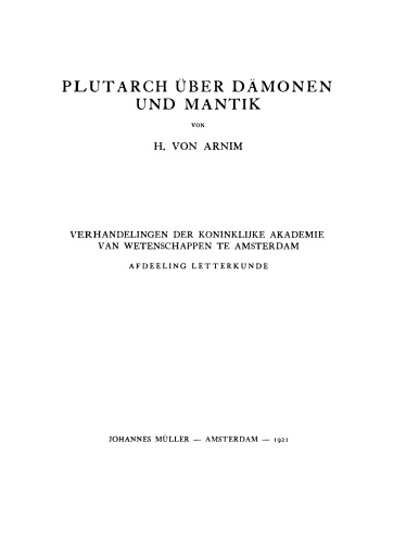 Plutarch über Dämonen und Mantik